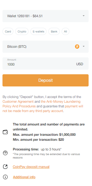 how to deposit btc