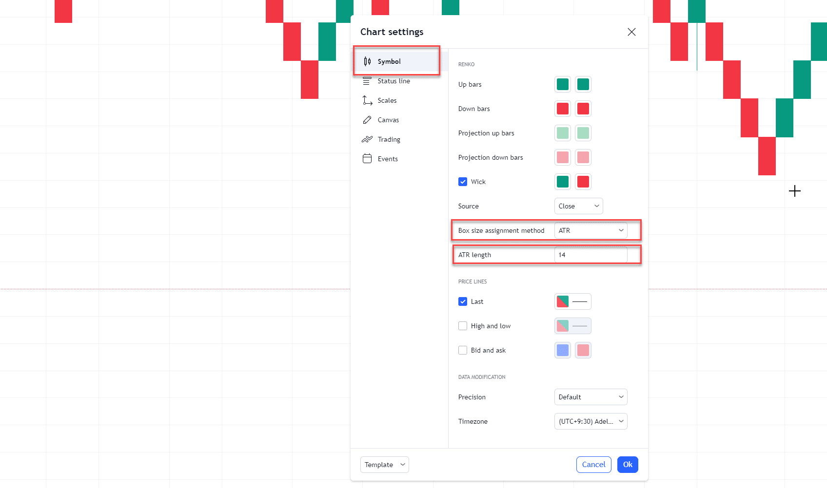 вкладка Символы